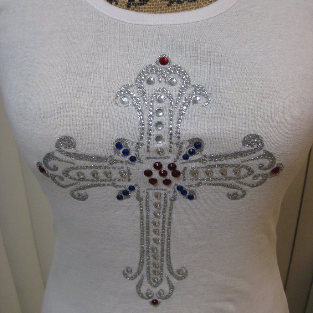 NWT Guess white cross graphic tank top S small - Picture 3 of 7